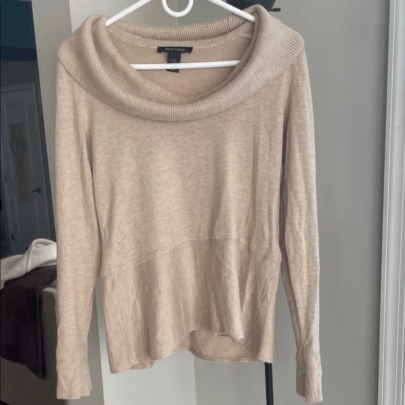 🫶 White House Black Market Soft Beige Cowl Neck Sweater - Picture 1 of 11